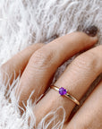 Purple Heart Cut Amethyst Ring