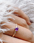 Purple Heart Cut Amethyst Ring