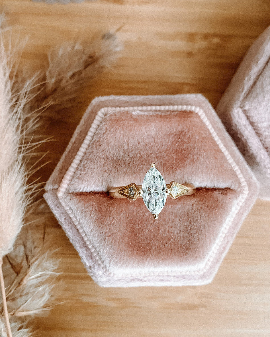 0.80 Carat Marquise Cut Diamond Engagement Ring with Lab Grown Diamonds