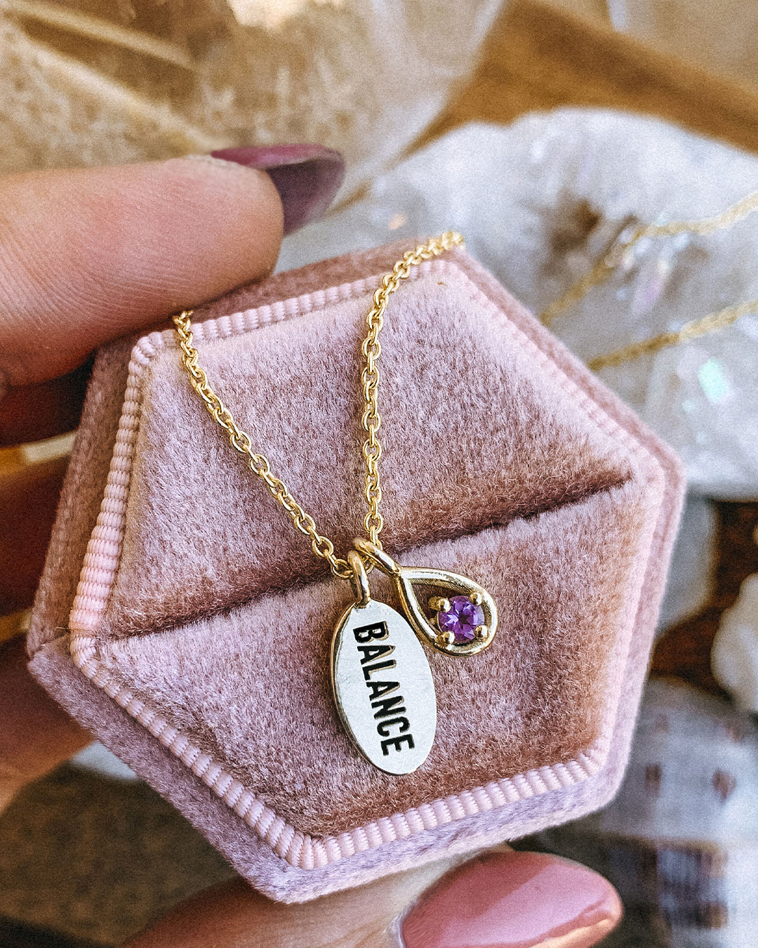 Balance Necklace with Purple Amethyst