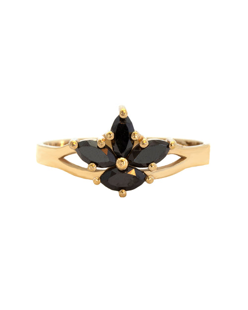 Black Iris Ring with Marquise Cut Black Onyx