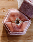 Golden Brown Diamond Ring with an Oval Cut Diamond