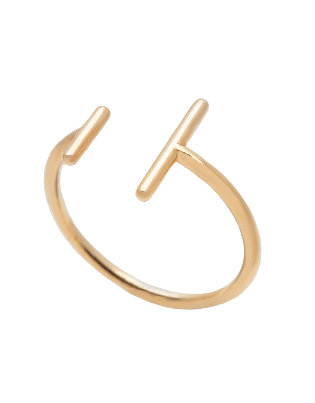 A dainty 14k yellow gold open pinky ring