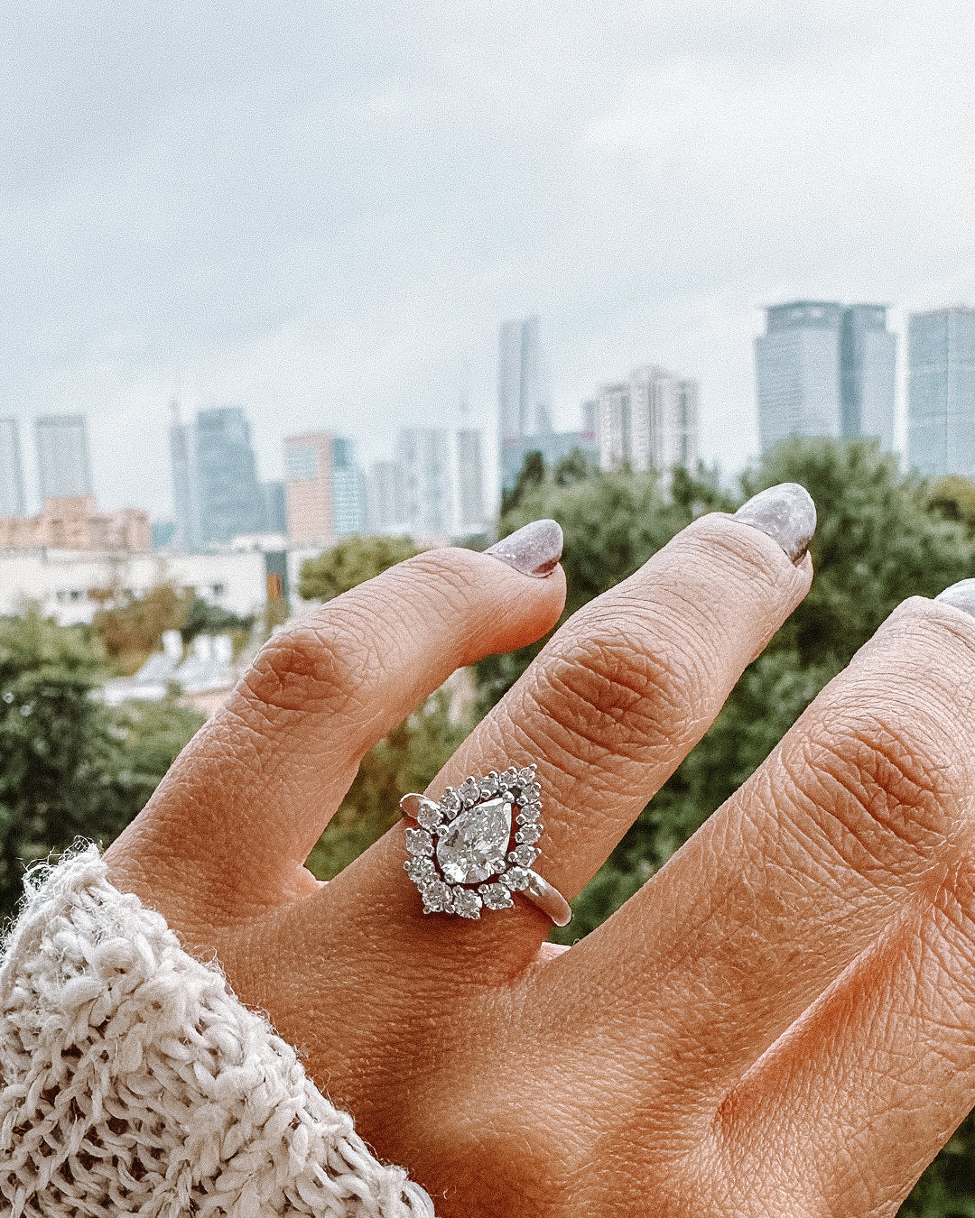 Iceberg Diamond Ring with Pear Cut Lab Grown Diamond