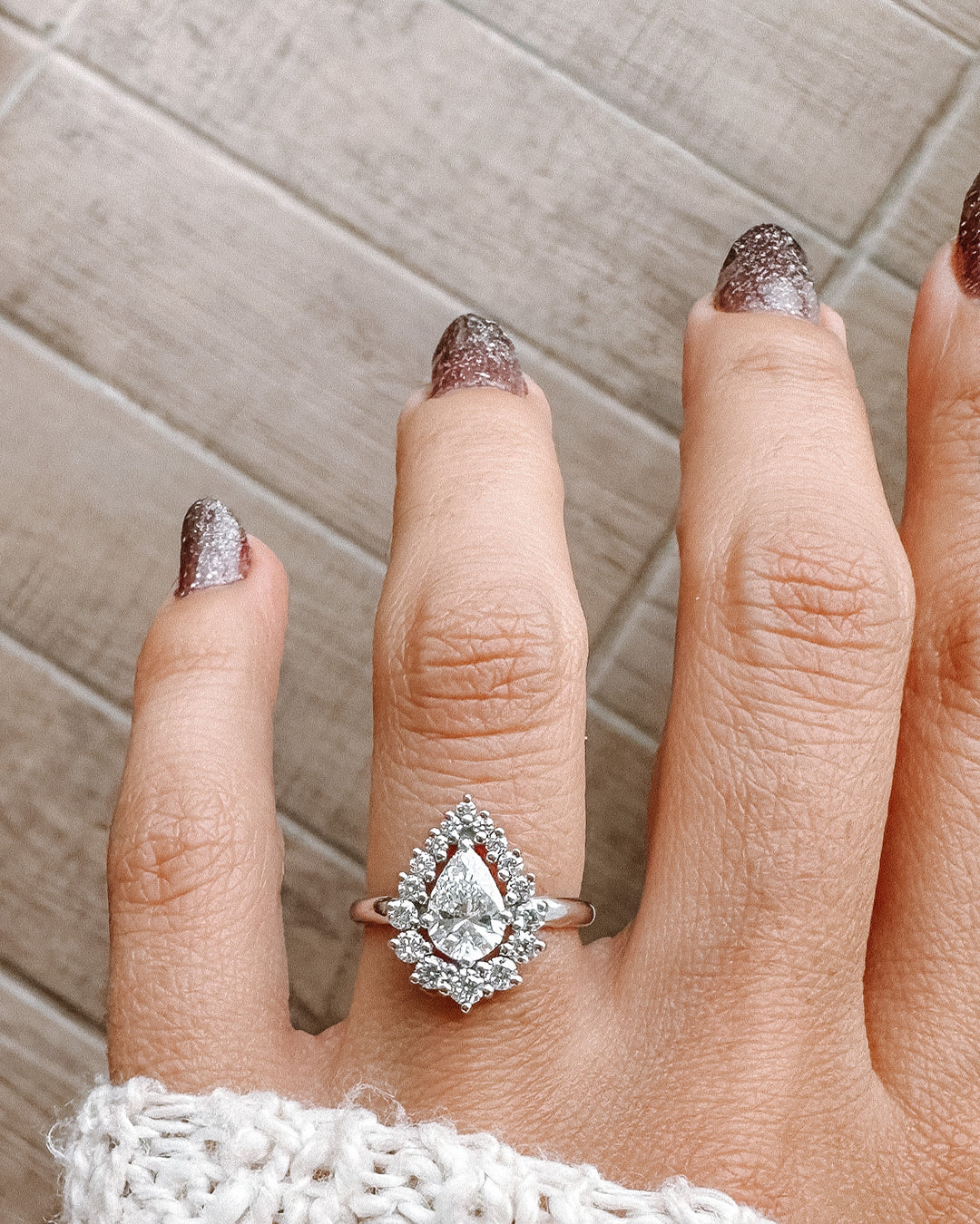 Iceberg Diamond Ring with Pear Cut Lab Grown Diamond