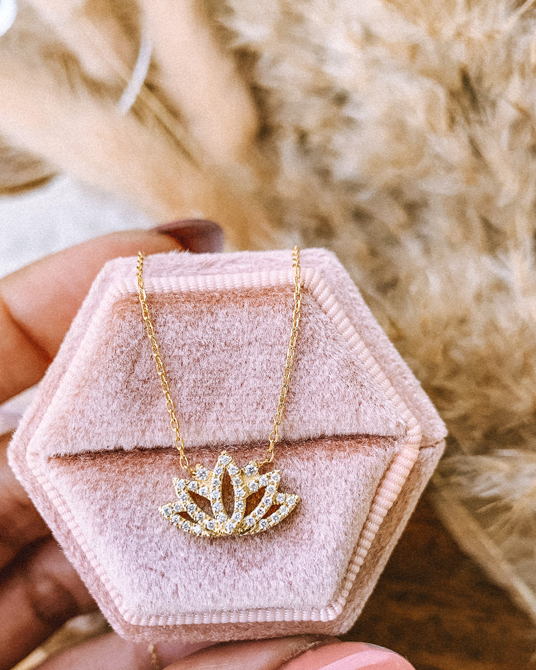 Lotus Shaped Delicate Buddhist Diamond Necklace