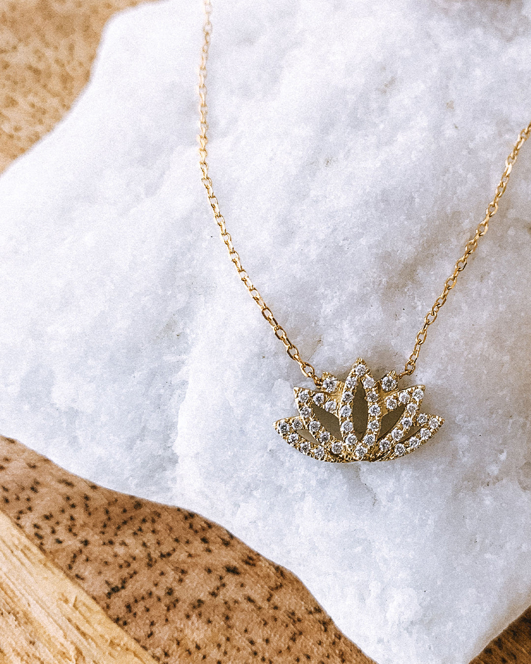Lotus Shaped Delicate Buddhist Diamond Necklace