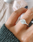Niva Engagement Ring with Oval Cut and Triangle Cut Diamonds