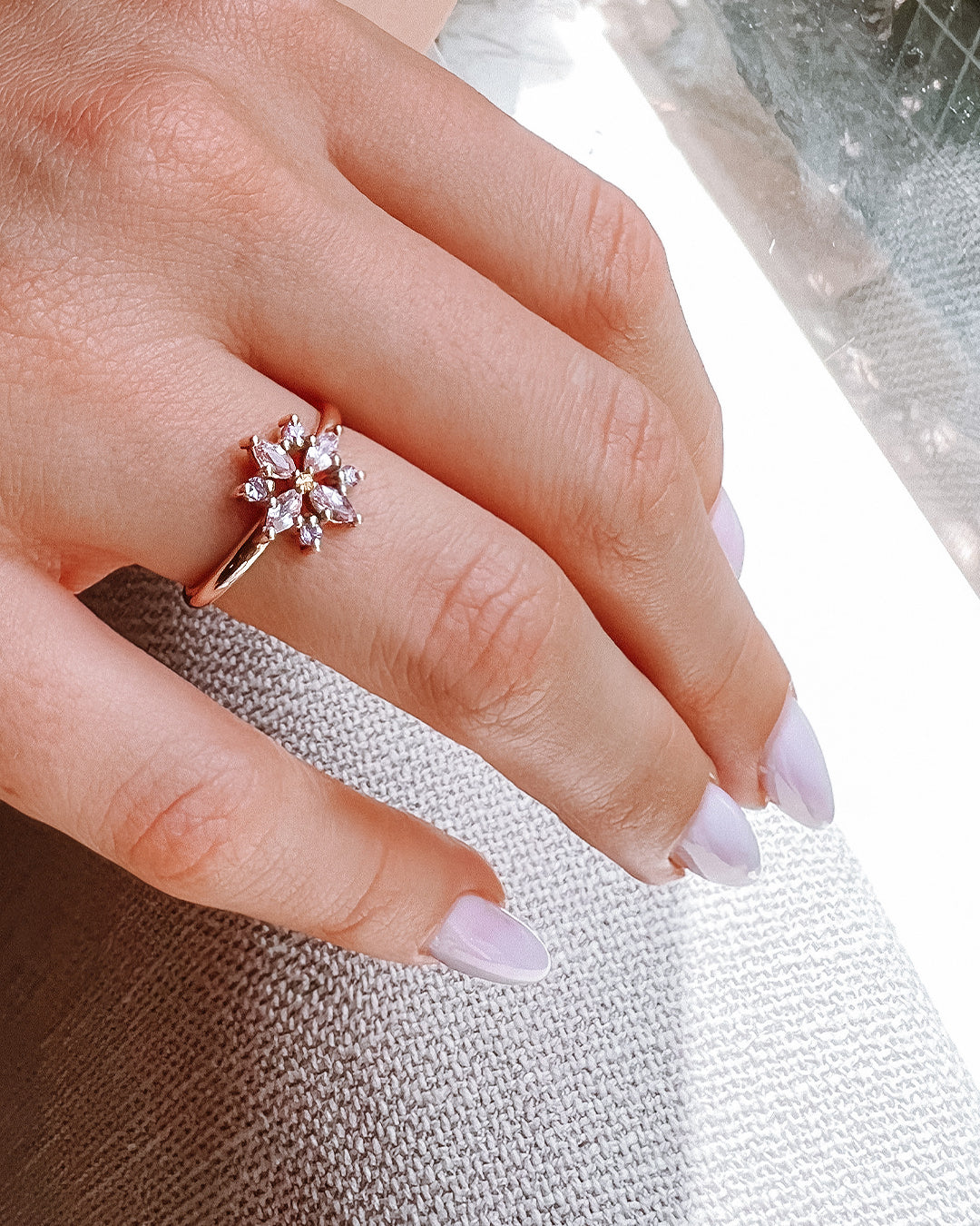 Snowflake Ring with Purple and Pink Sapphire Stones