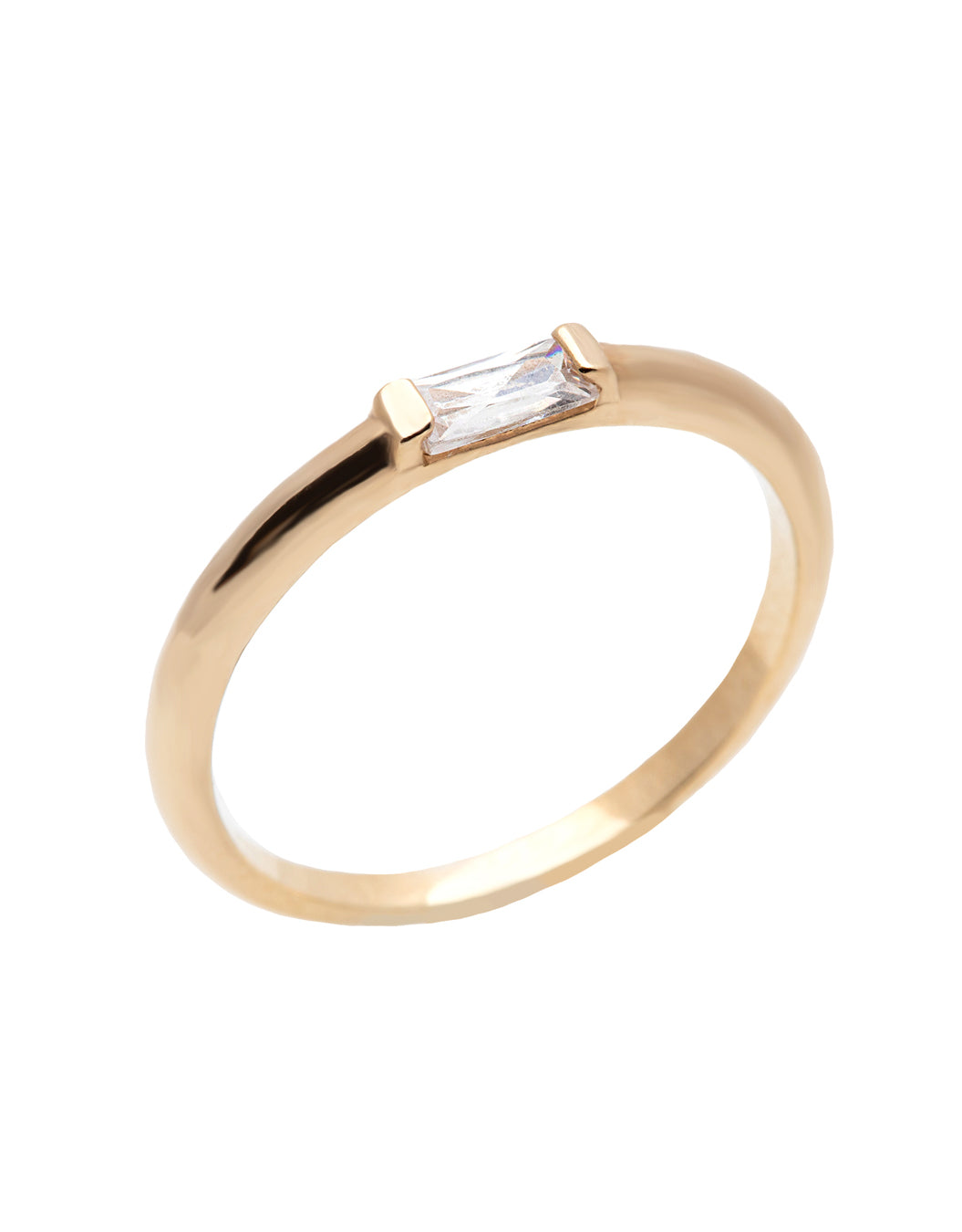 Rectangle Diamond Ring with a Baguette Cut Diamond – TOR