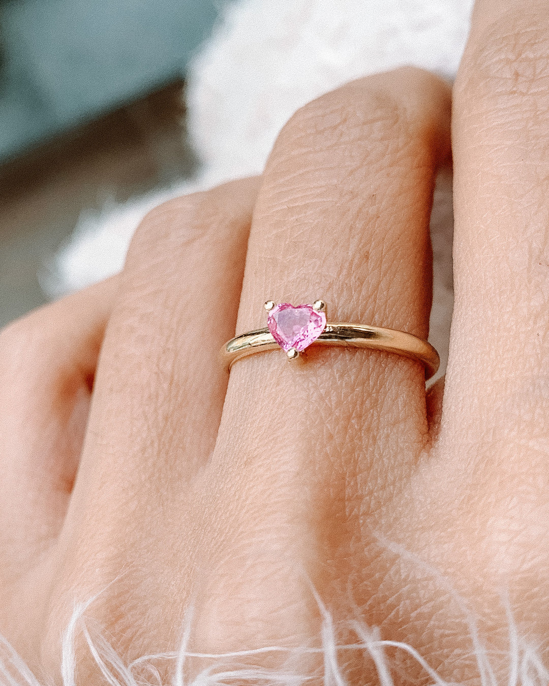 Pink Heart Cut Sapphire Ring