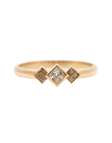 Rectangle Diamond Ring with a Baguette Cut Diamond