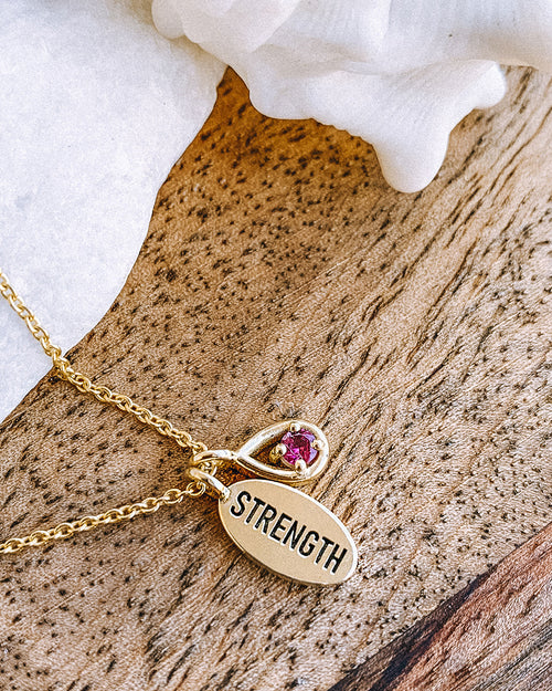 Strength Necklace with Pink Garnet